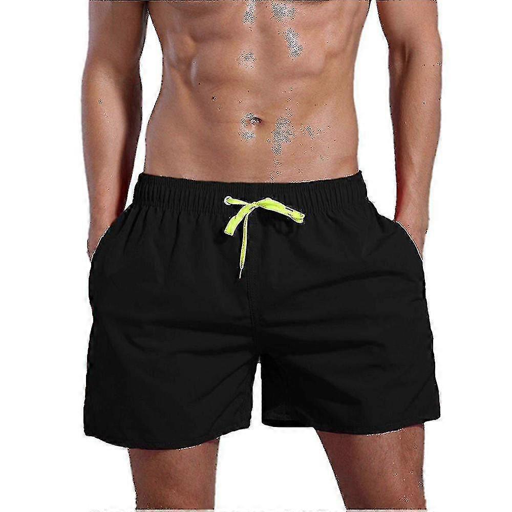 Mens Solid Drawstring Elastic Waist Short Pants Swimming Shorts Swimwear Beachwear Summer