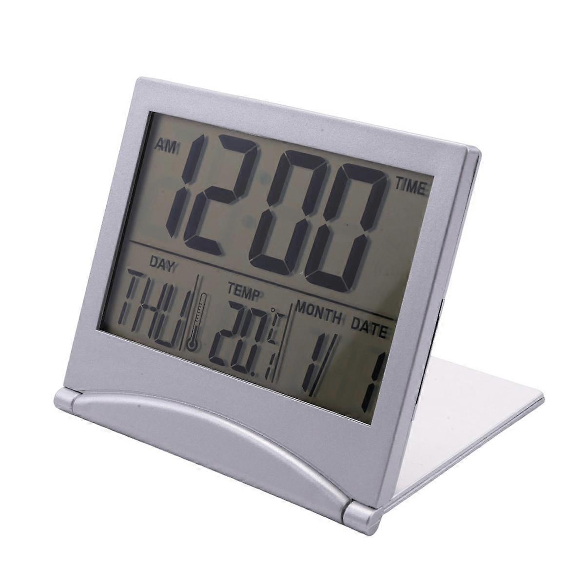 Digital Travel Alarm Clock Battery Operated Portable Number Display Clock with Temperature 12/24H S