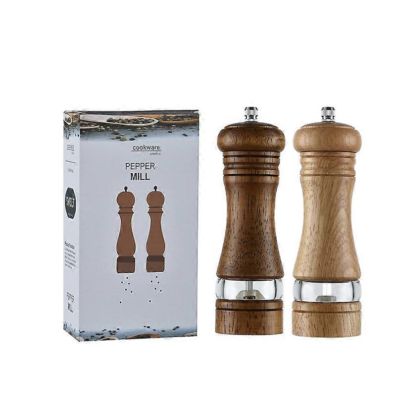 Set Of 2 Pepper And Salt Mills, Manual Spice Mills, Wooden Pepper Mill