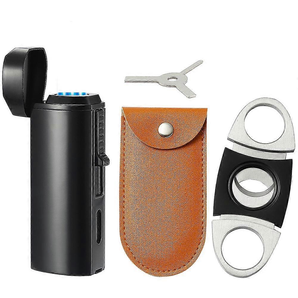 Triple Jet Flame Cigar Lighter and Cutter Set