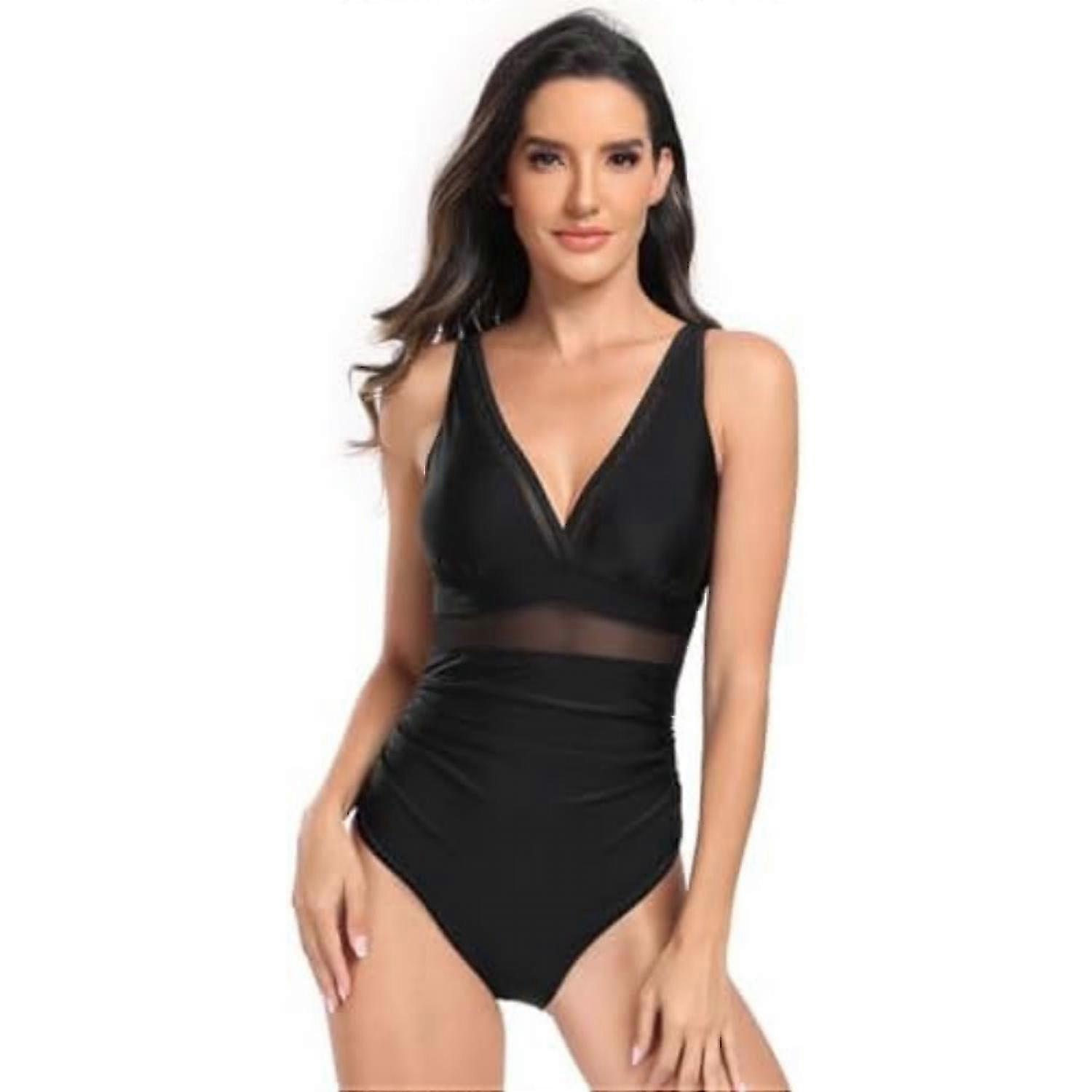 2024 Women's Mesh Sexy One Piece Swimsuit Tummy Control, Bath Suit For Women V Neck Backless Push Up Slimming Swimwear S
