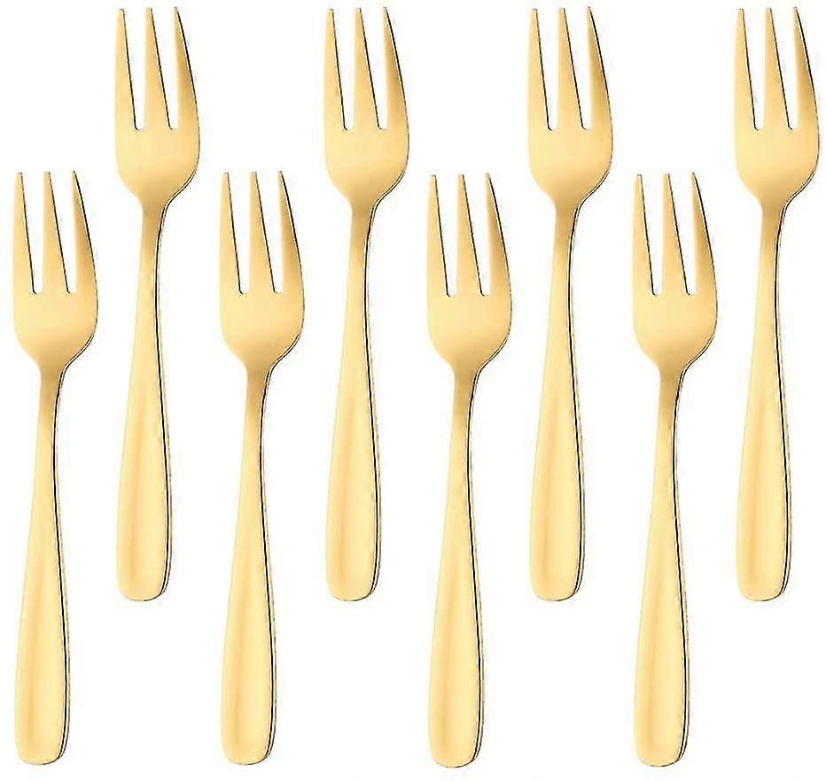 kitchen craft cake fork set, stainless steel, gold 8 pcs