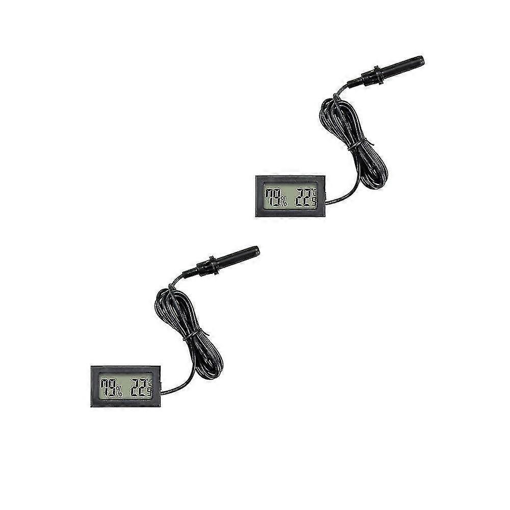 2pcs Built-in Electronic Temperature And Humidity Meter Black Digital Temperature And Humidity Meter