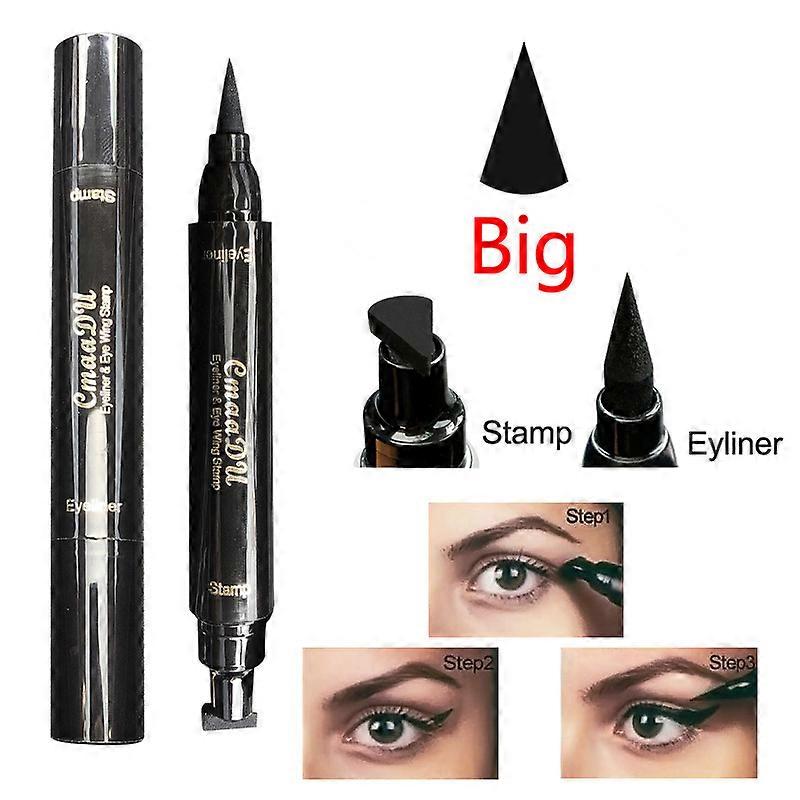 Ny dobbelt ende eyeliner blyant vandtæt makeup vingeform sort eyeliner stempel kosmetisk