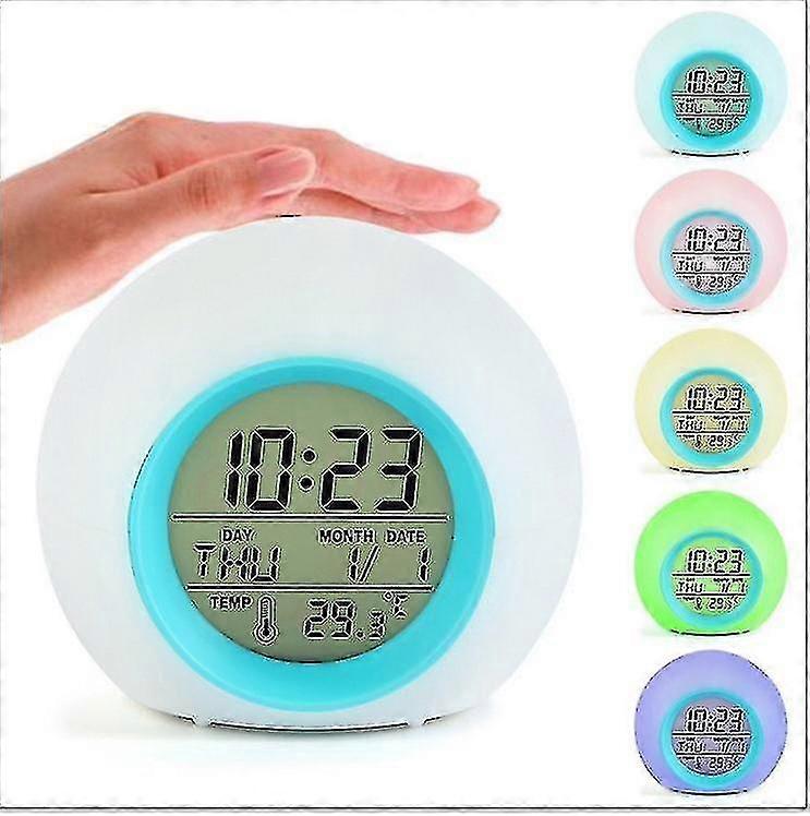 Kids Alarm Clock, 7 Color Changing Led Digital Clock For Boys Girls, Wake Up Clock Touch Control Snooze