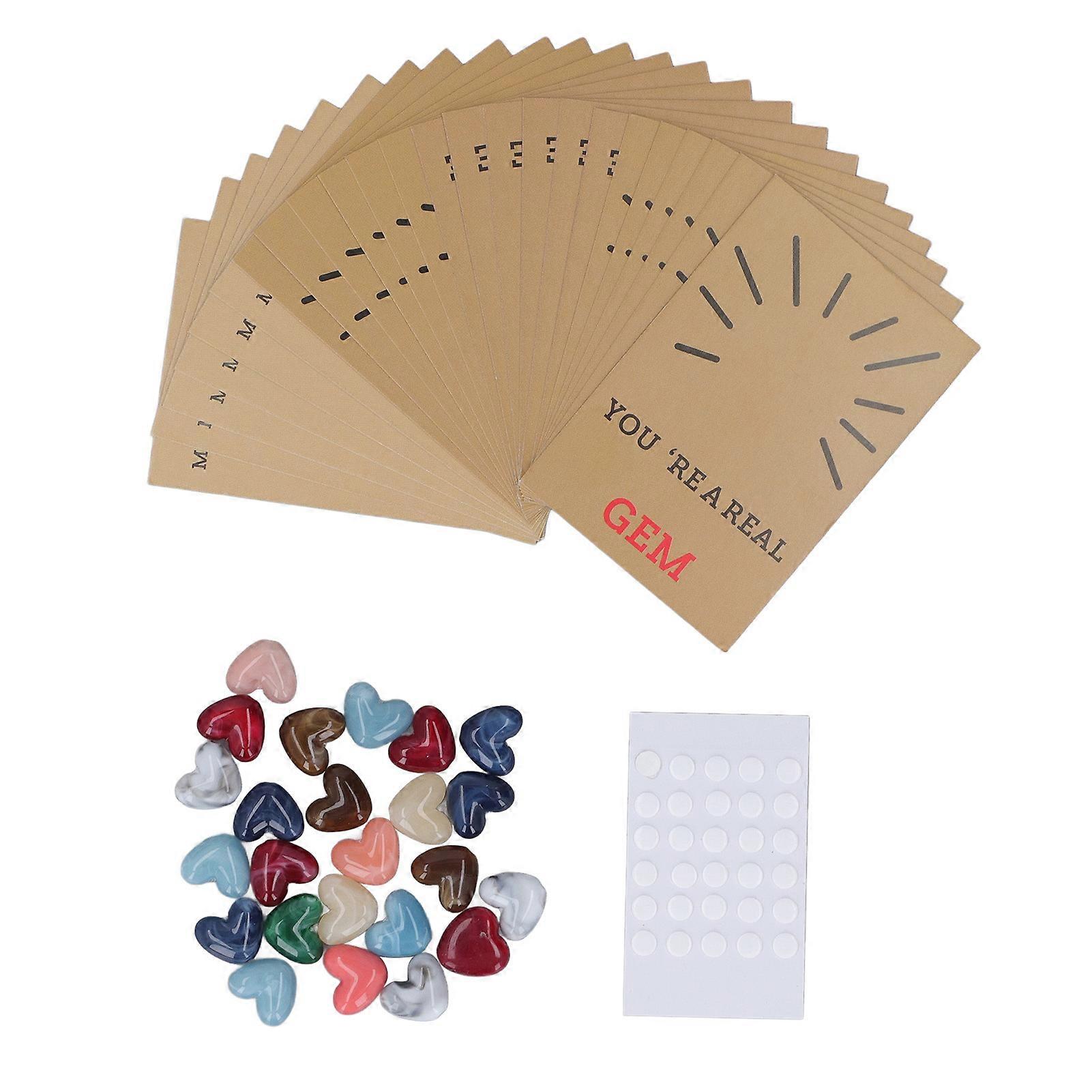 Valentines Cards with Heart Shape Stone Communication Interaction Marble Exchange Card for Couple