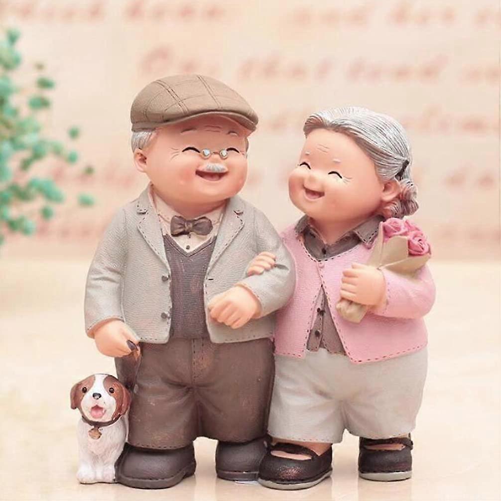 Homanda Resin Elderly Couple Cake Topper Figurine - Wedding Anniversary Decoration (4.9x3.7x5.1 In) - View #3