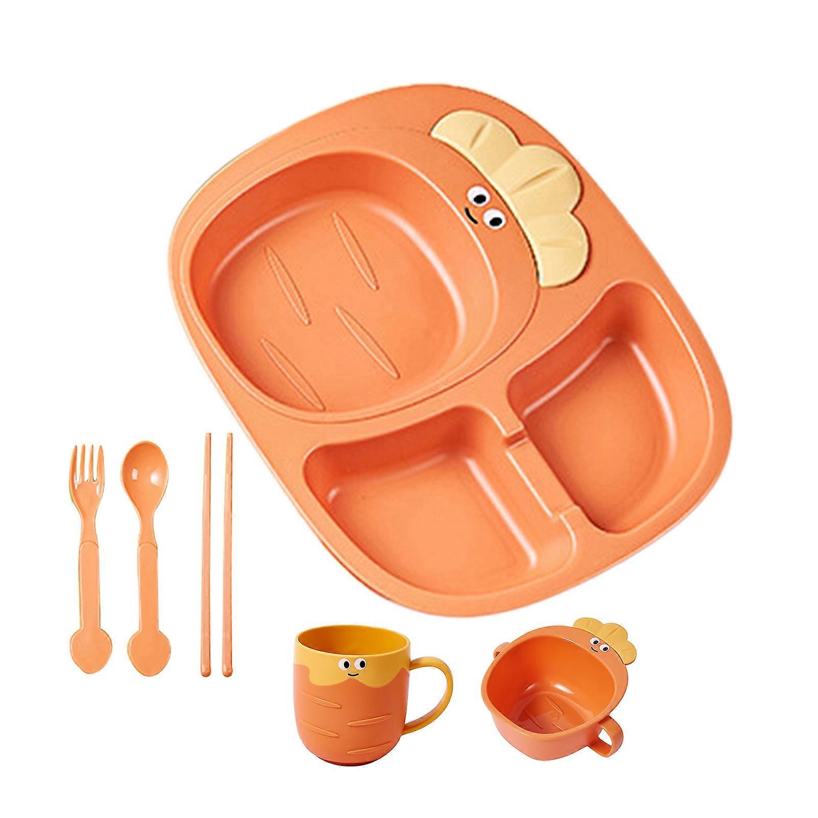 Cutlery Set Radish Compartment Creative Cute Shape Easy to Clean Bowl Cup Food-Grade Dinner Plate Set KAESI