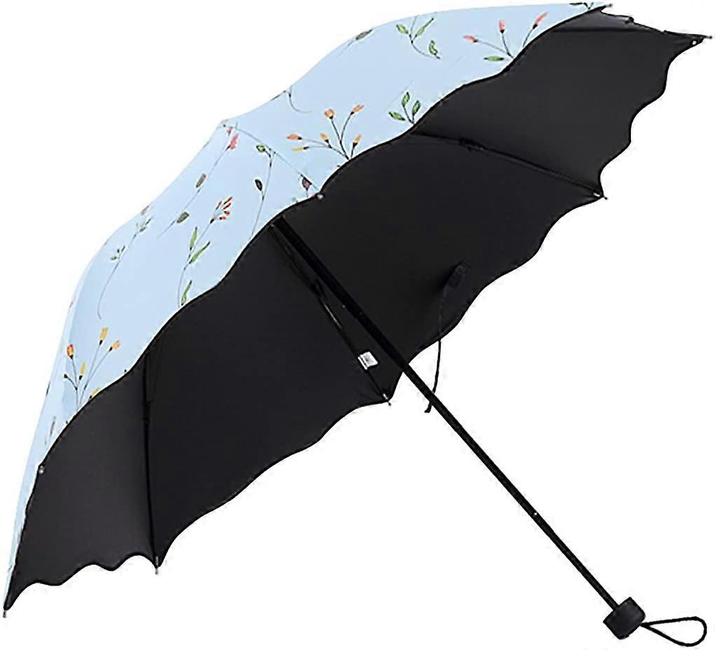 Portable Folding Automatic Umbrella Telescopic Lightweight Blue