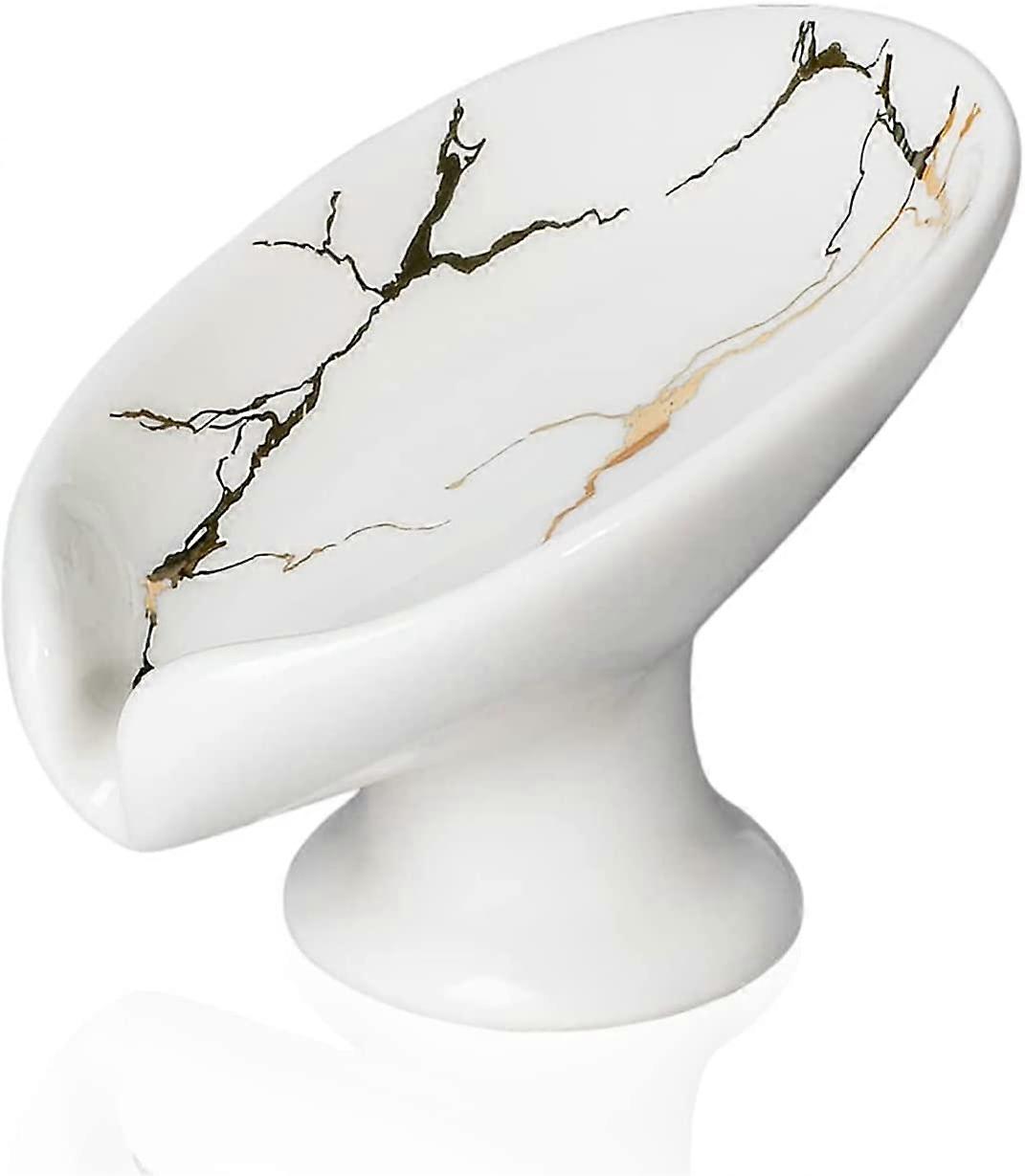 Ceramic Soap Dish for Bathroom -White
