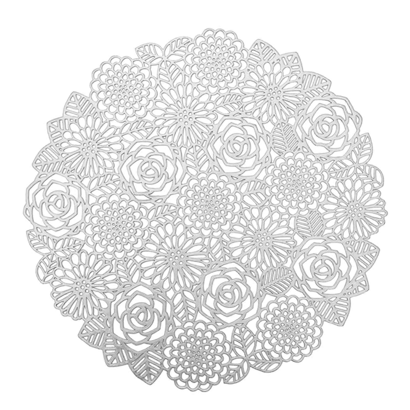 Rose Table Mat Hollow Non-Slip Anti Scalding PVC Bronzing Placemat Dinner Table Mat for Home KAESI