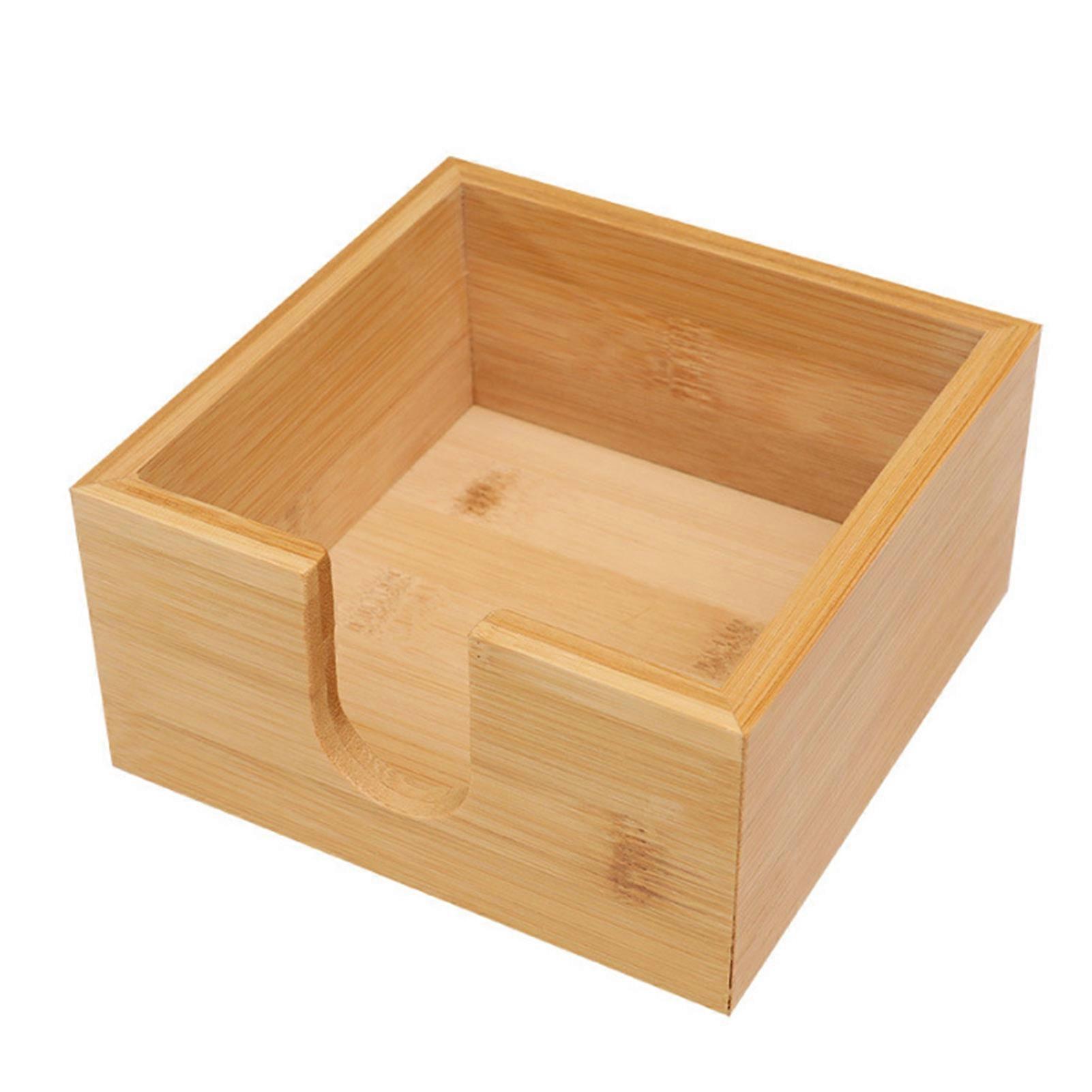 Bamboo Countertop Tissue Holder Rustic Heavy Duty Wood Square Dining Table Dinner Napkin Dispenser Container Storage Box Kitchen Supplies
