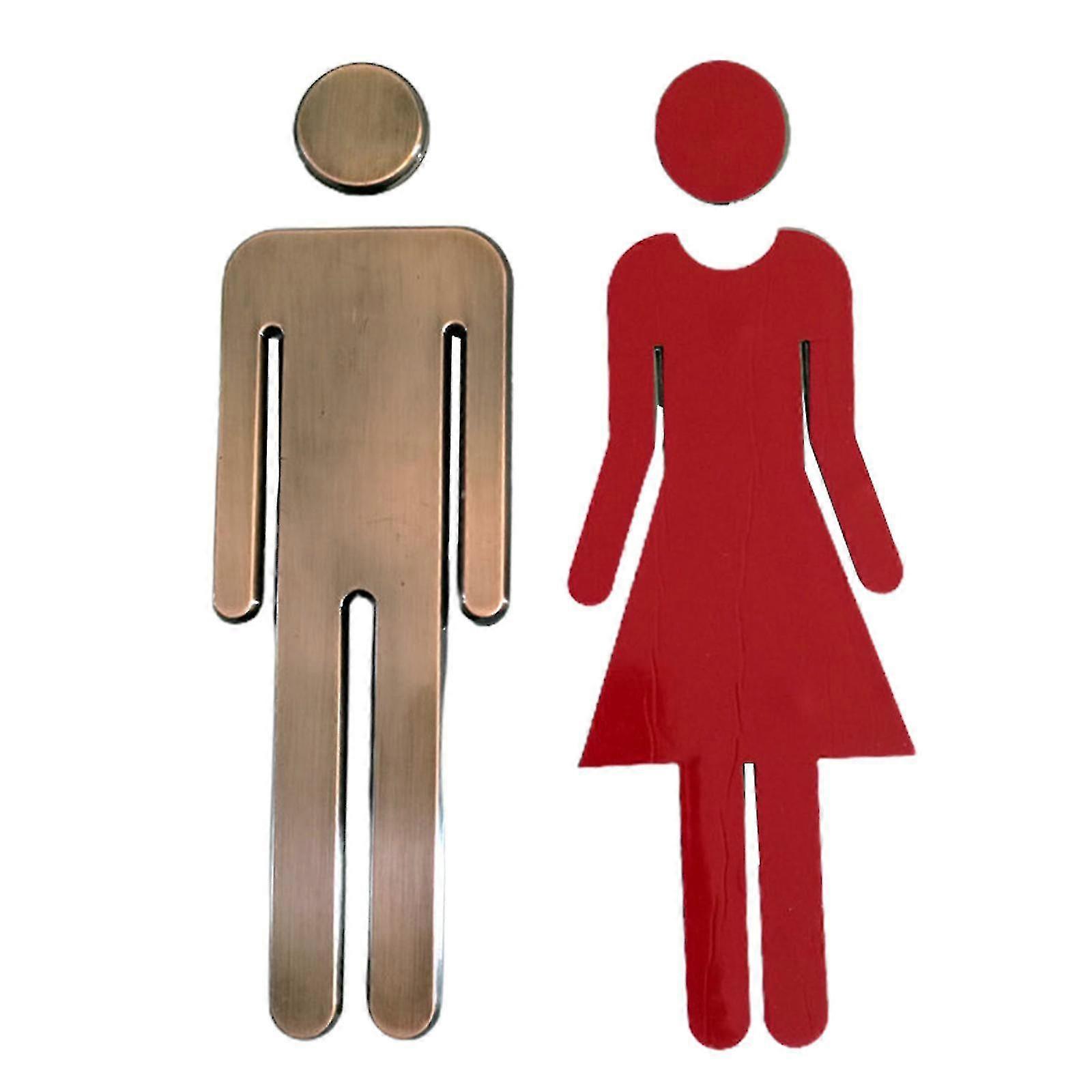 2szt Symbol toalety Samoprzylepne oznakowanie łazienki Znak drzwi toalety dla hotelu, biura, domu Tablica Wc