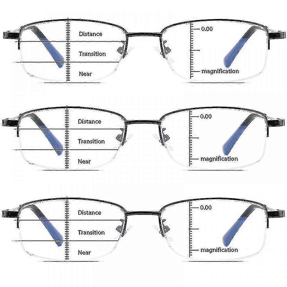 Pack 3 Smart Bifocal Progressive Reading Glasses Hommes Femmes Anti-bleu Lumière