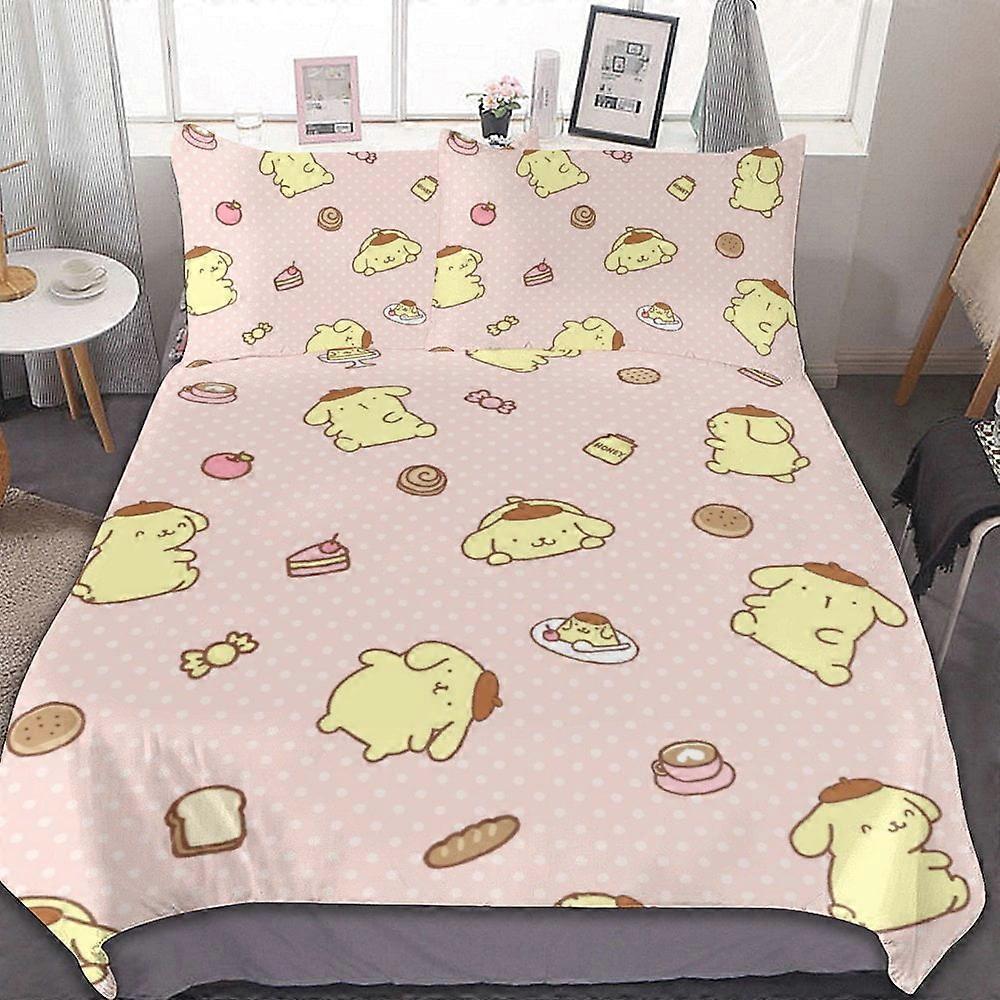 סט מצעים CA637 סט כיסוי שמיכת פומפופורין סט מצעים 3 חלקים סט מיטה רכה חמה ונוחה עם כיסוי שמיכה אחד ו-2 ציפיות למיטה