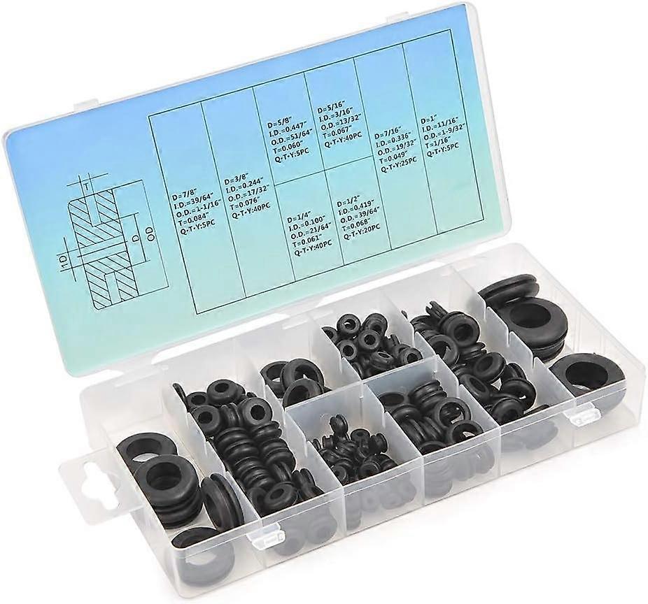 180 pcs Assorted Nitrile (NBR) Washers Black Electrical Conductor Washer for Wire/Plug/Cable