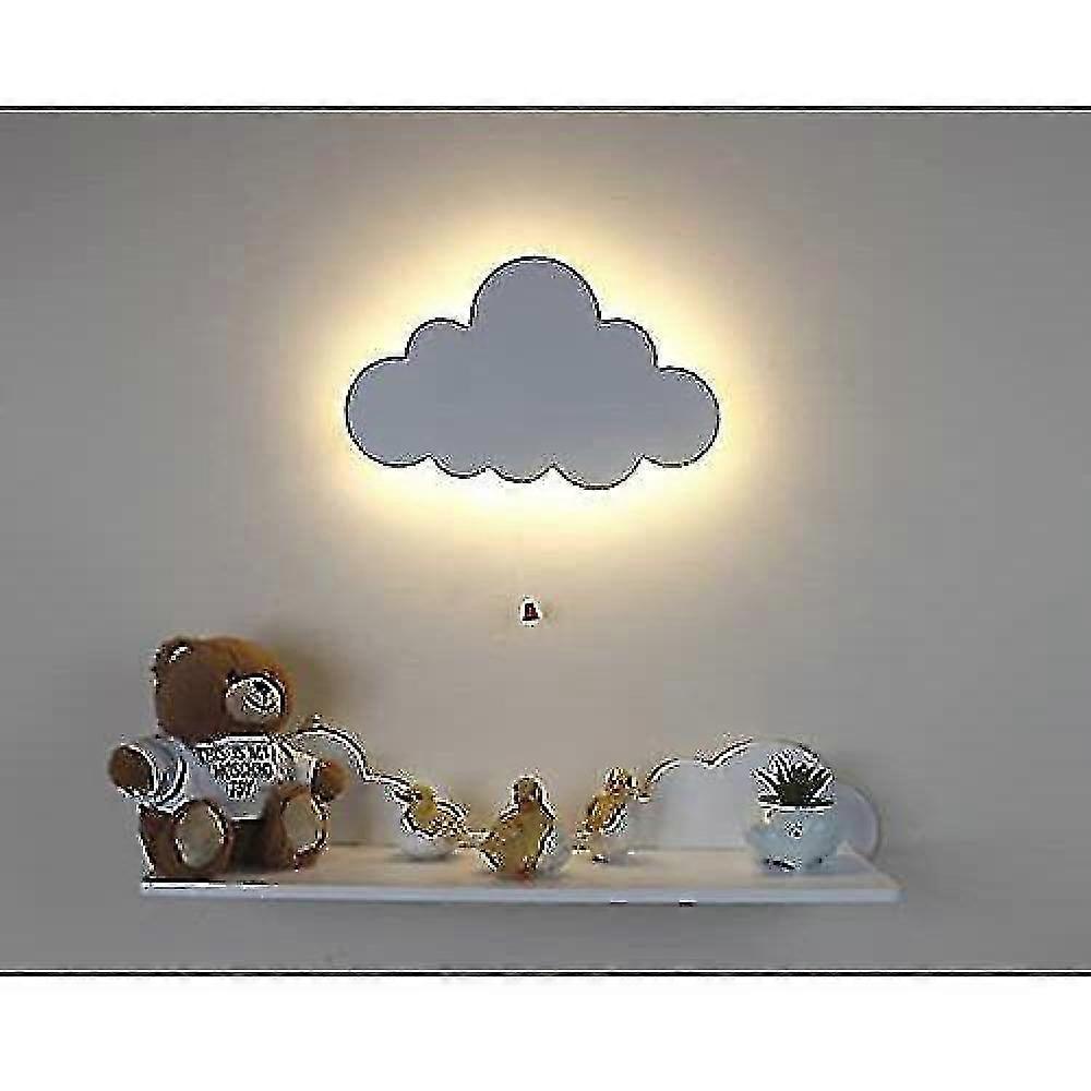 (cloud) White Wooden Night Light Wall Mounted Nursery Lighting