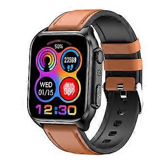 1.96-inch smart watch Bluetooth call heart rate blood oxygen ECG smart bracelet sports watch brown