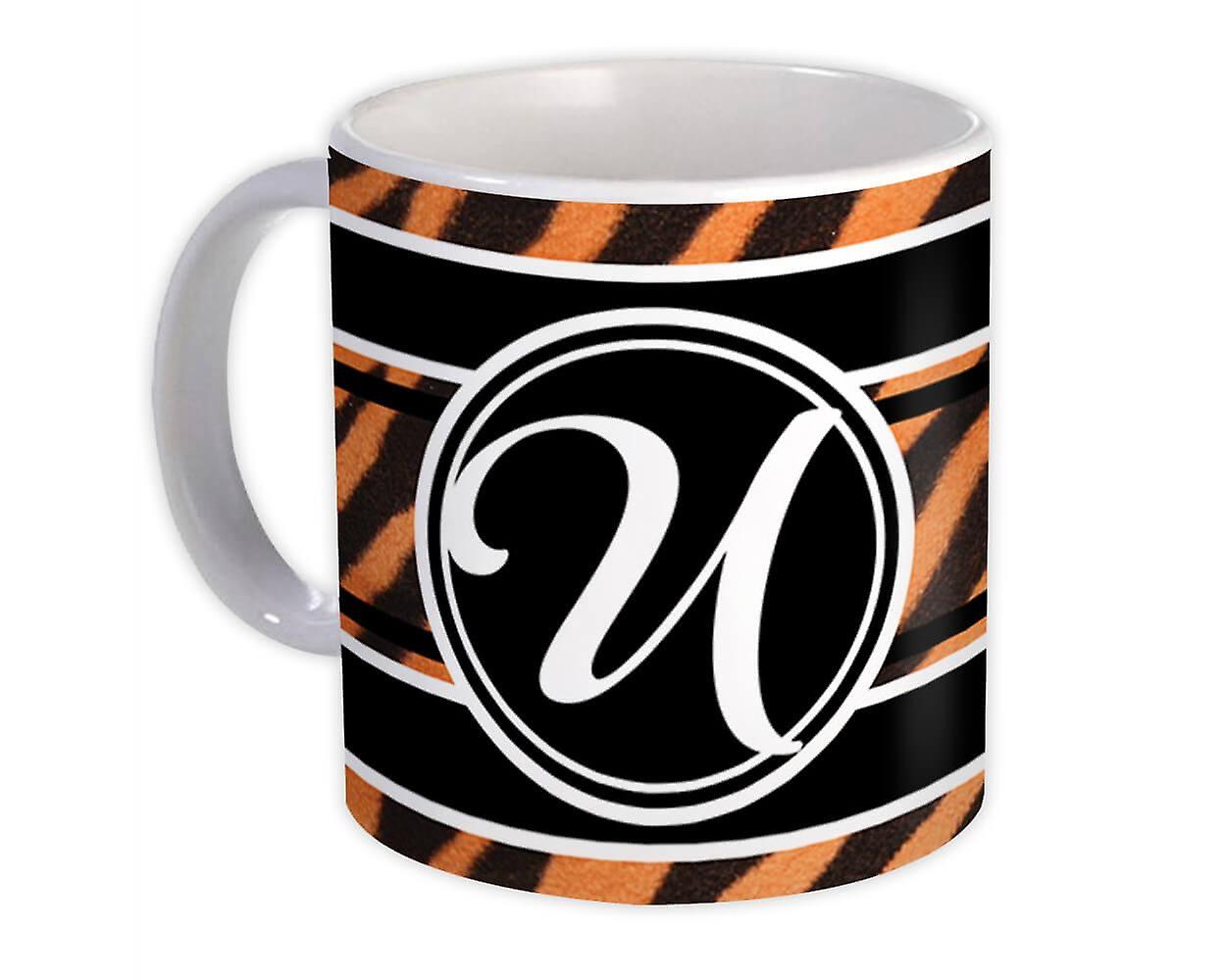Gift Mug: Monogram Letter U Tiger