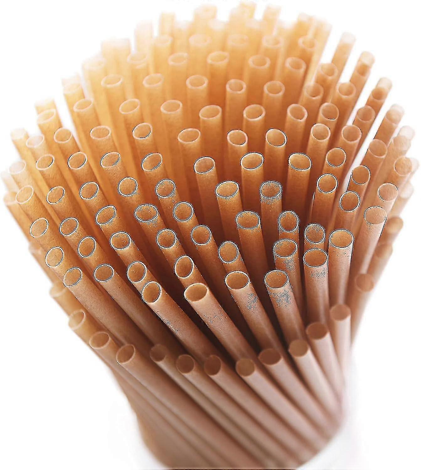 200pcs Sugarcane Straws 8 Inch Compostable Biodegradable Eco-Friendly Drinking