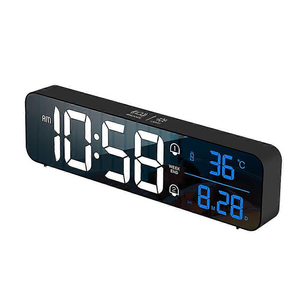 LED Digital Alarm Clock USB Rechargeable with Date Week Temperature Display