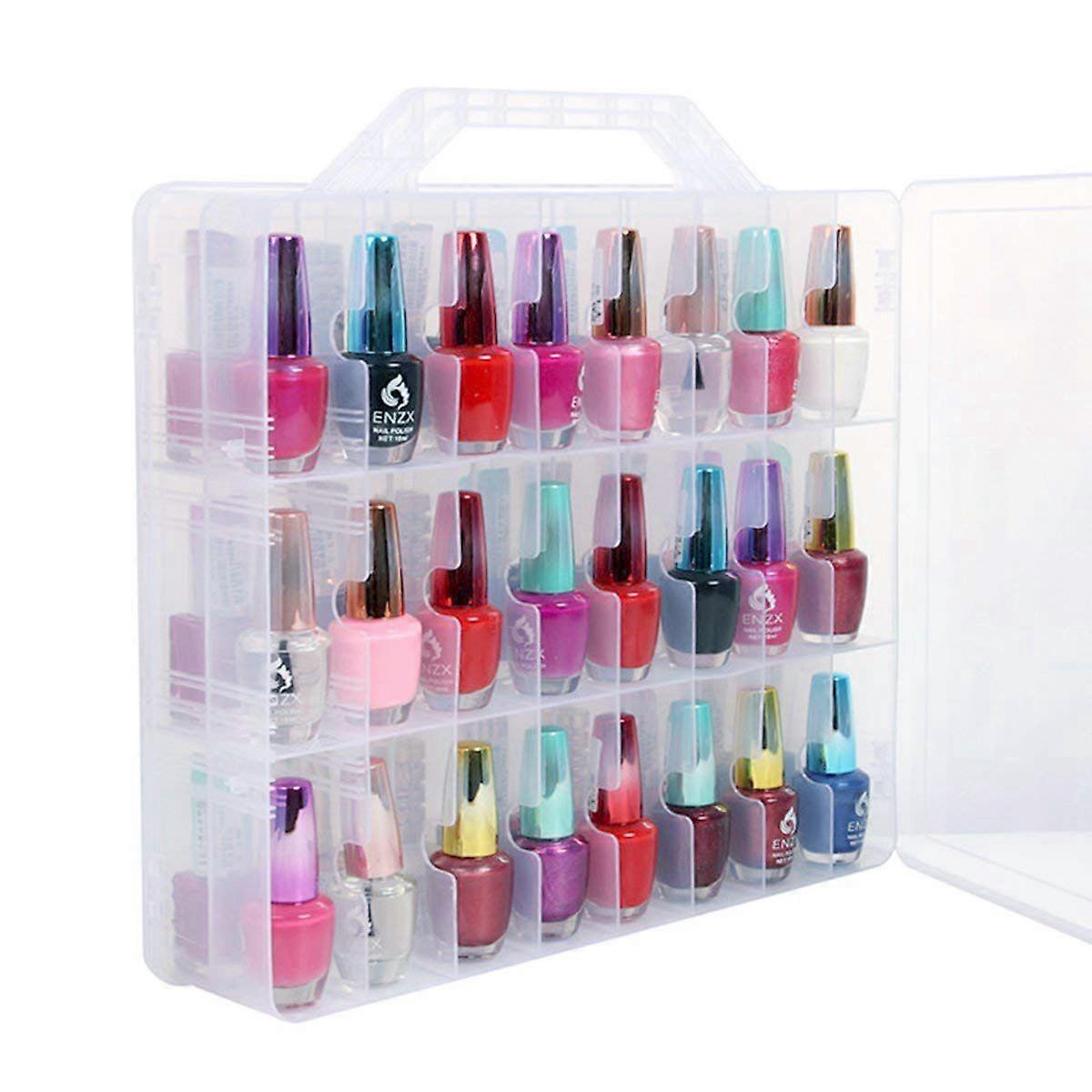 Nail Polish Organizer Holder,Portable Universal Clear Double Side Organizer and Thread Storage Case for 48 Bottles Adjustable Dividers Space Saver
