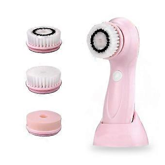 Facial Cleansing Brush- Advanced Cleasing Technology 3 Brush Heads-usb Rechargeable,pink