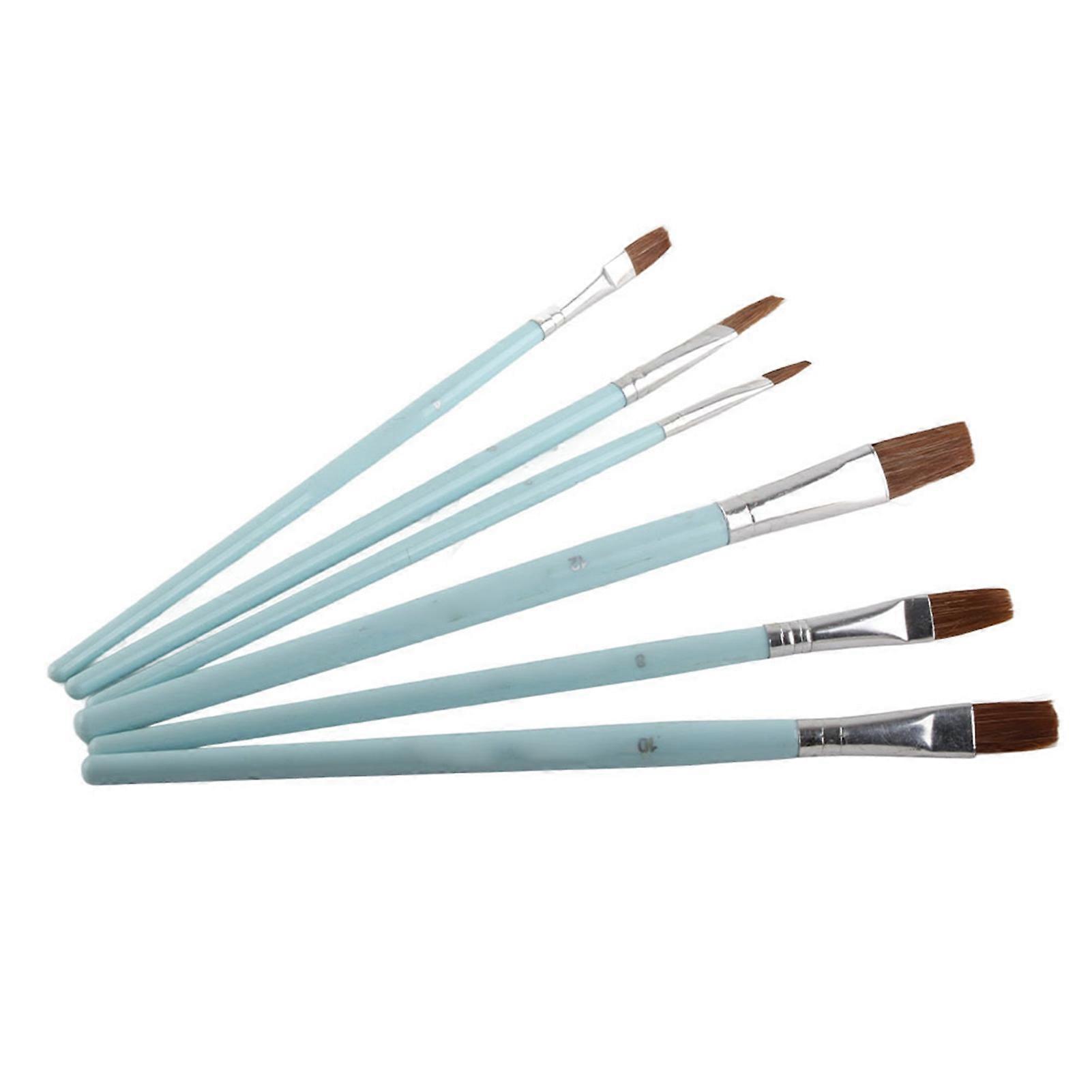 Gouache Brush Set with Wood Handle Painting Tools - 6pcs Drawing Brushes