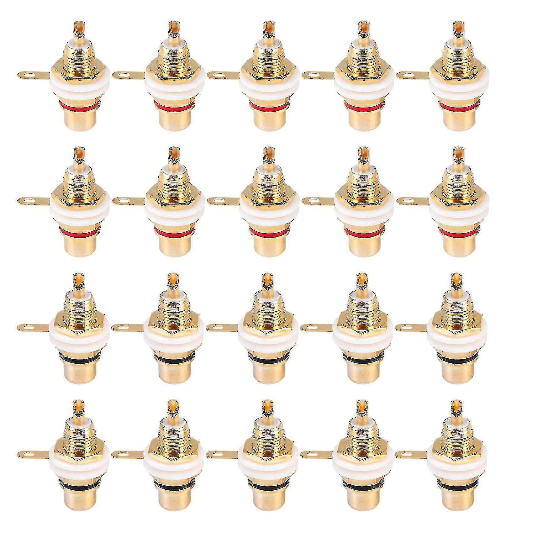 20pcs Gold Plated Rca Terminal Plug Female Socket Chassis Panel Connector For Amplifier Speaker