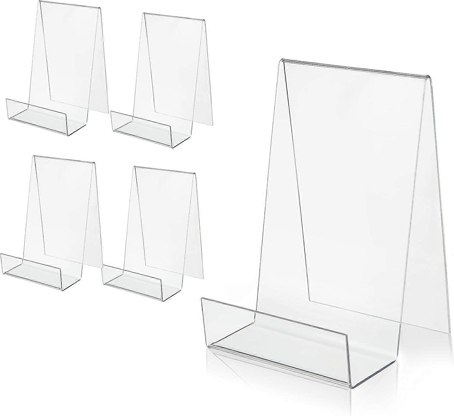 5/ 10 Pack Acrylic Book Stand Clear Book Display Easel Holder with Ledge, Tablet Stand Holder for Displaying Books Pictures CDs