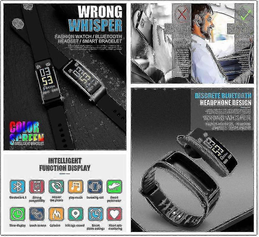 2 In 1 Smart Bracelet Bluetooth Headset Waterproof Watch Wireless Earphone