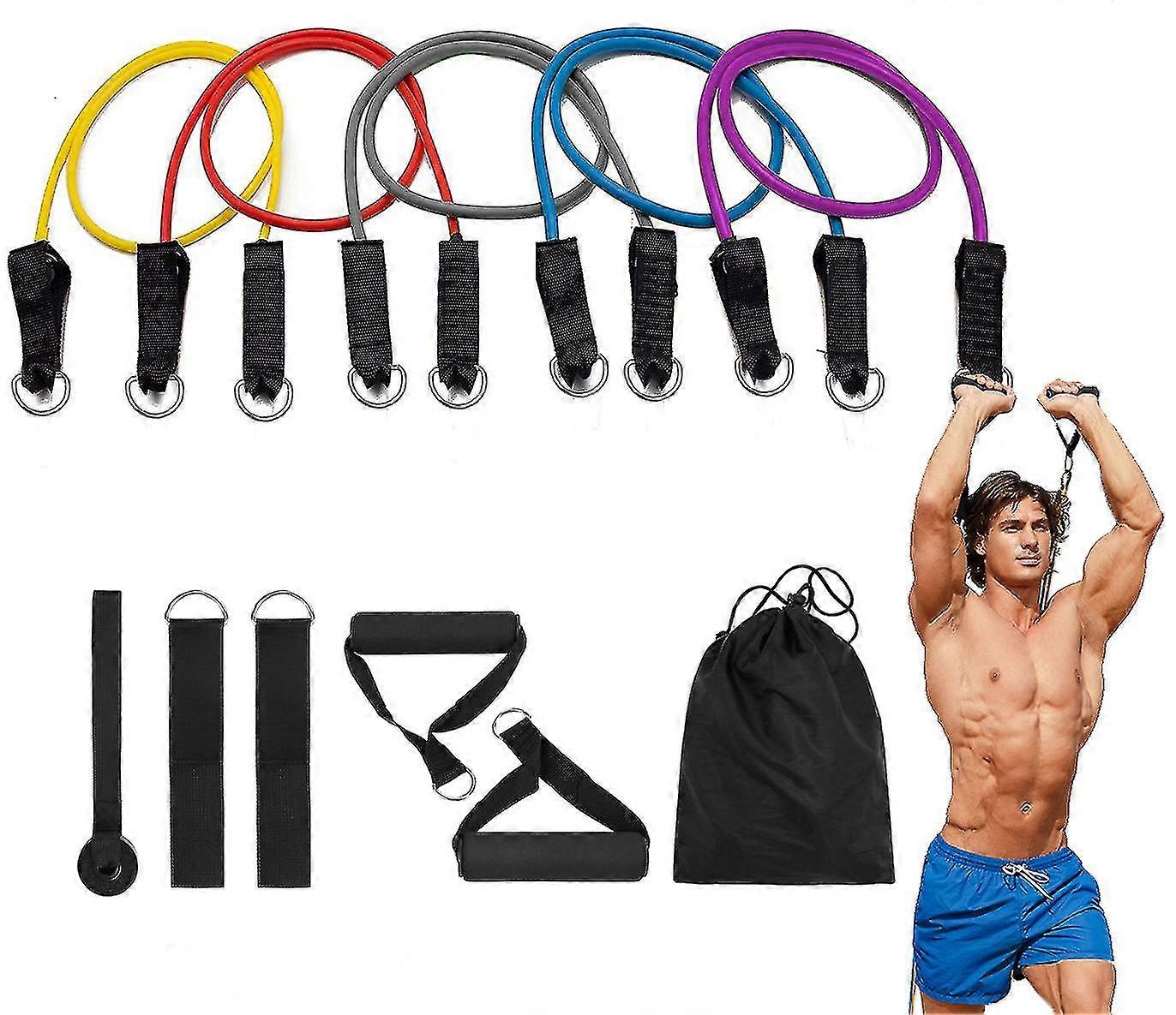 Ensemble de bandes de résistance, bandes d’exercice avec ancrage de porte / poignées / cheville