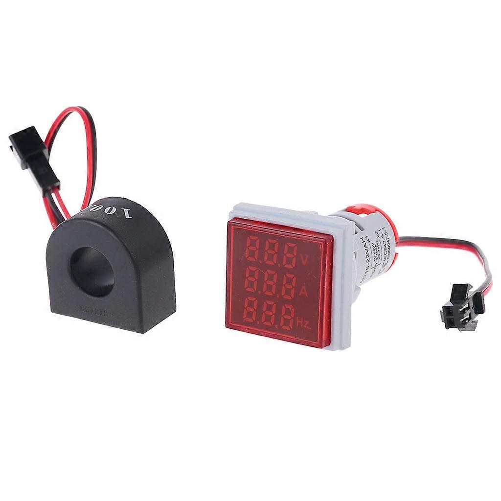 Voltage Current Frequency Meter Indicator with 3-Digit LED Display AC 60-500V