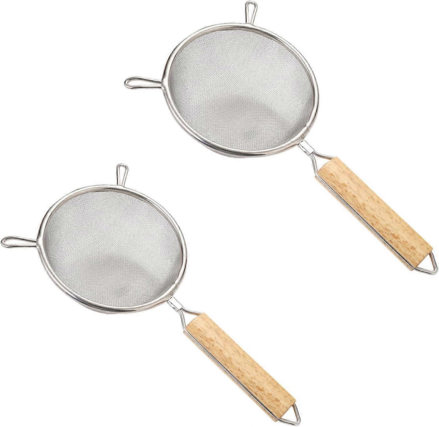 Kitchen Colander/Flour Sieve Stainless Steel with Handle Professional Flour Sieve Fine Mesh Kitchen Sieve 2 Pcs Fine Mesh Colander