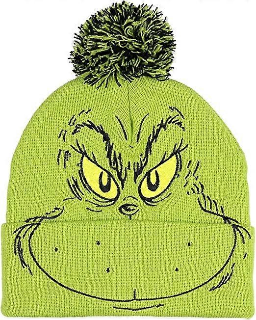 Versatile Wool Warm Knit Hat, Embroidered Characters, Green