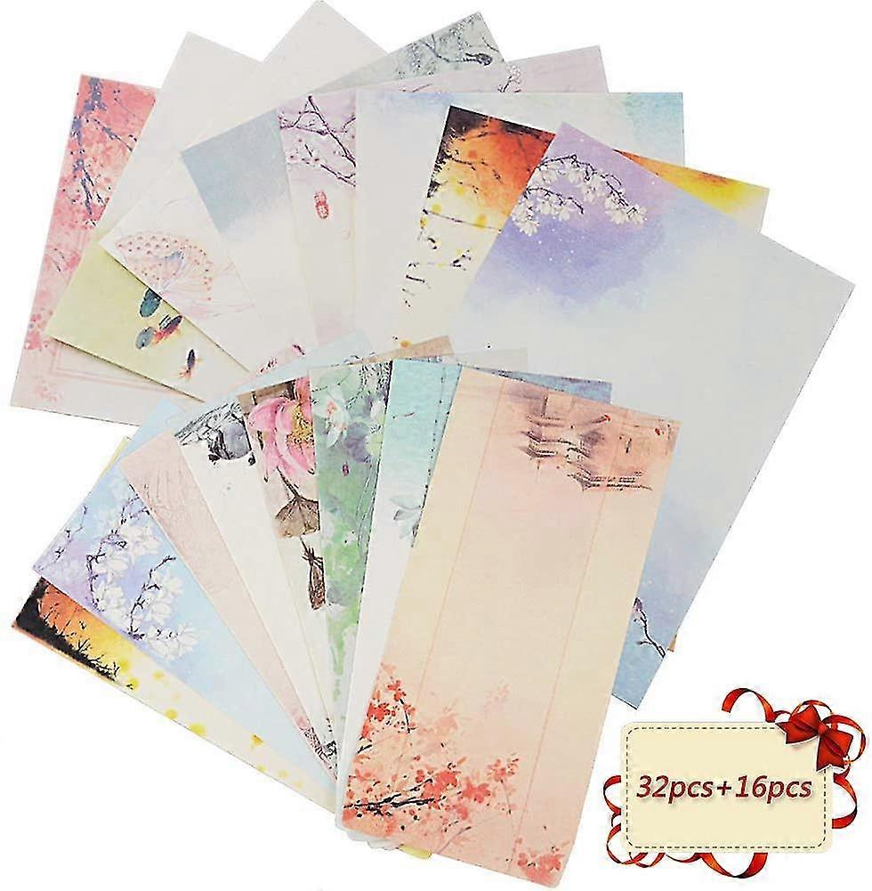 Writing Paper Set with Envelopes, 16 Envelopes, 32 Writing Papers, Vintage Writing Paper Set with Envelopes