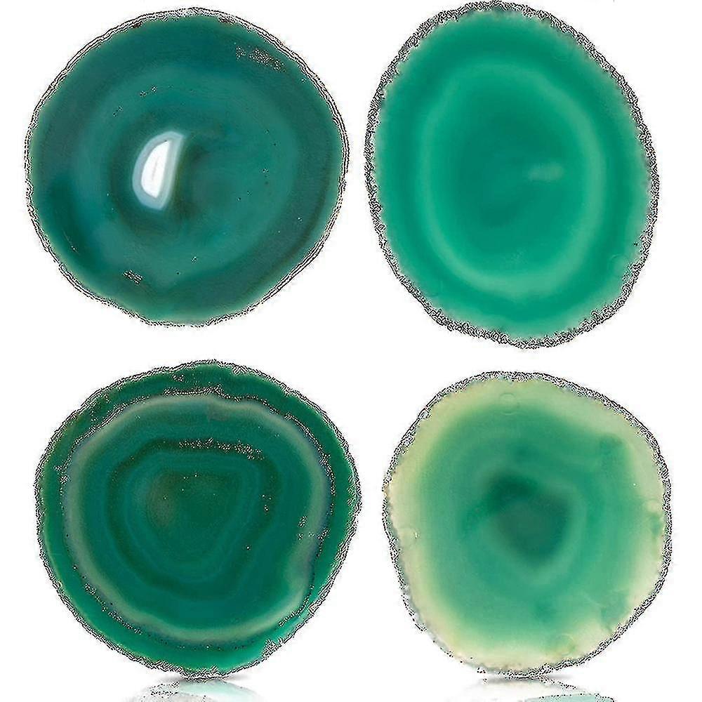 Green Stone Coaster,compatible With Beverages,glass Agate Coasters,table Decor