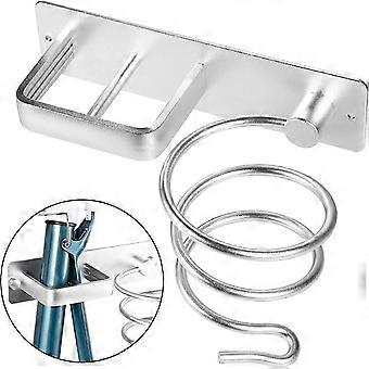 Hair Dryer Holder, Hair Straightener Holder with Cable Organizer (Silver)