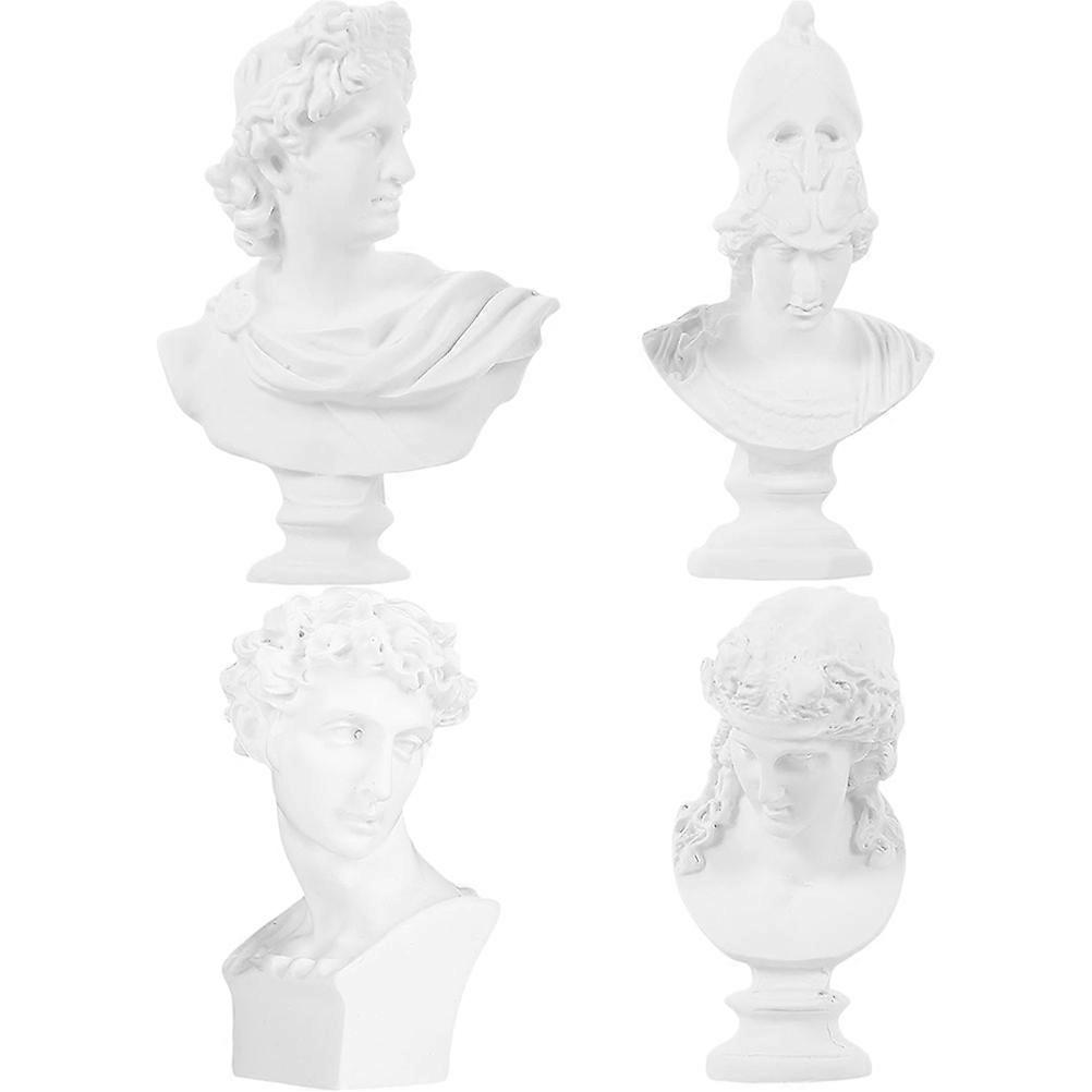 4 Pcs Table Topper Resin Artists Statue Resin Sketch Figurines Sketch Gypsum Statue Roman Sketch Sculpture