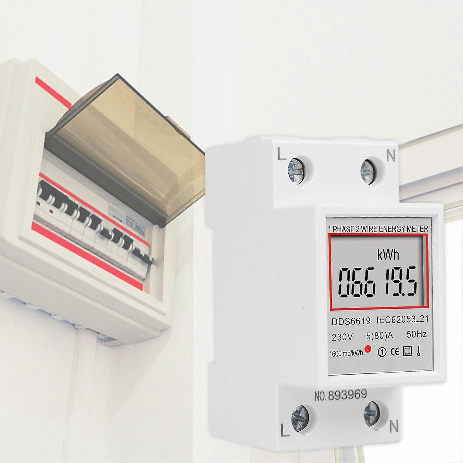 DDS6619-007 LCD Digital Display Electric Energy Meter Single Phase 1600imp/kWh Two Wire 50hz Din Rail Power Meter for Home Mengxi