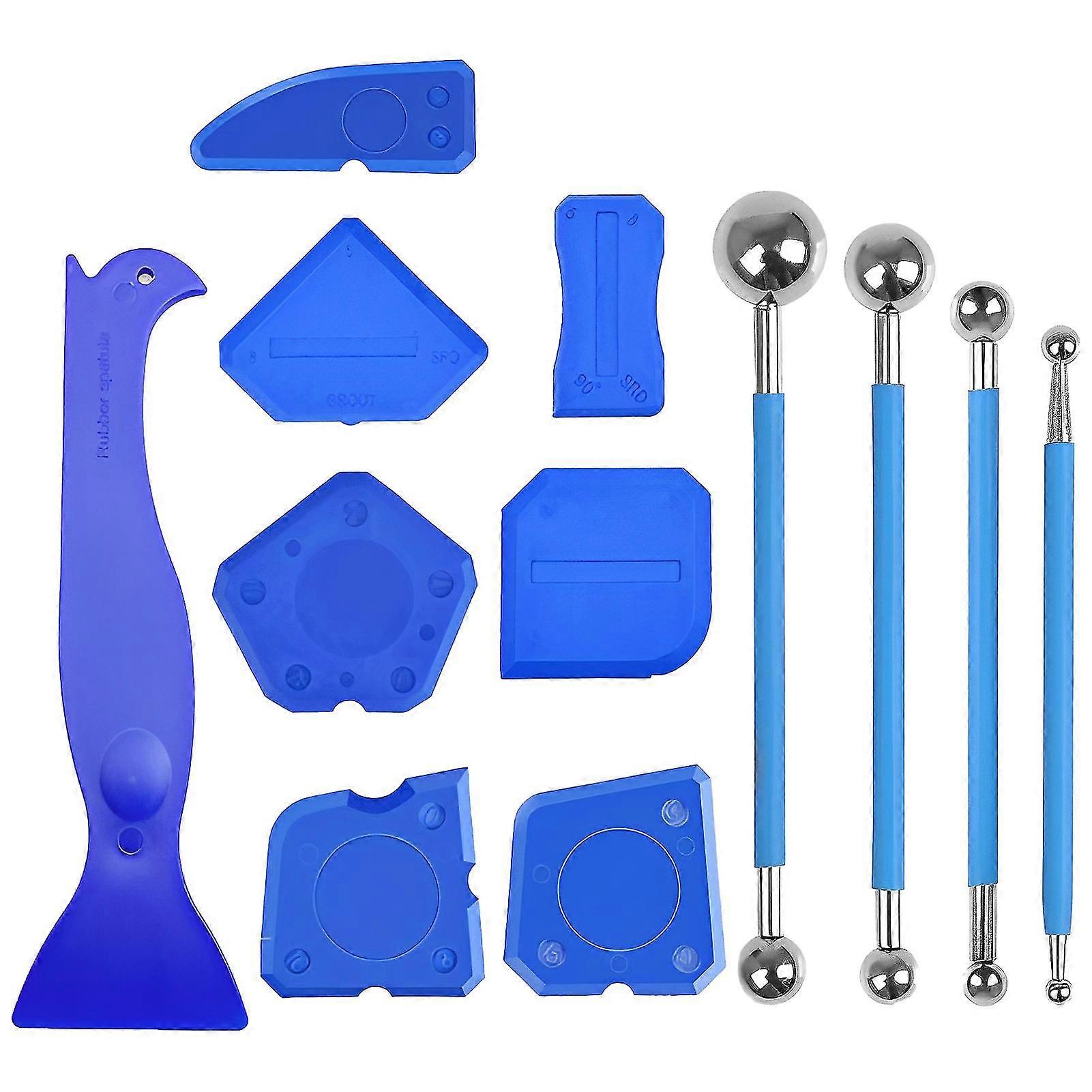12pcs Grout Tool Multifunctional Metal Ball Squeegee Tile Bathroom Scraper Kit