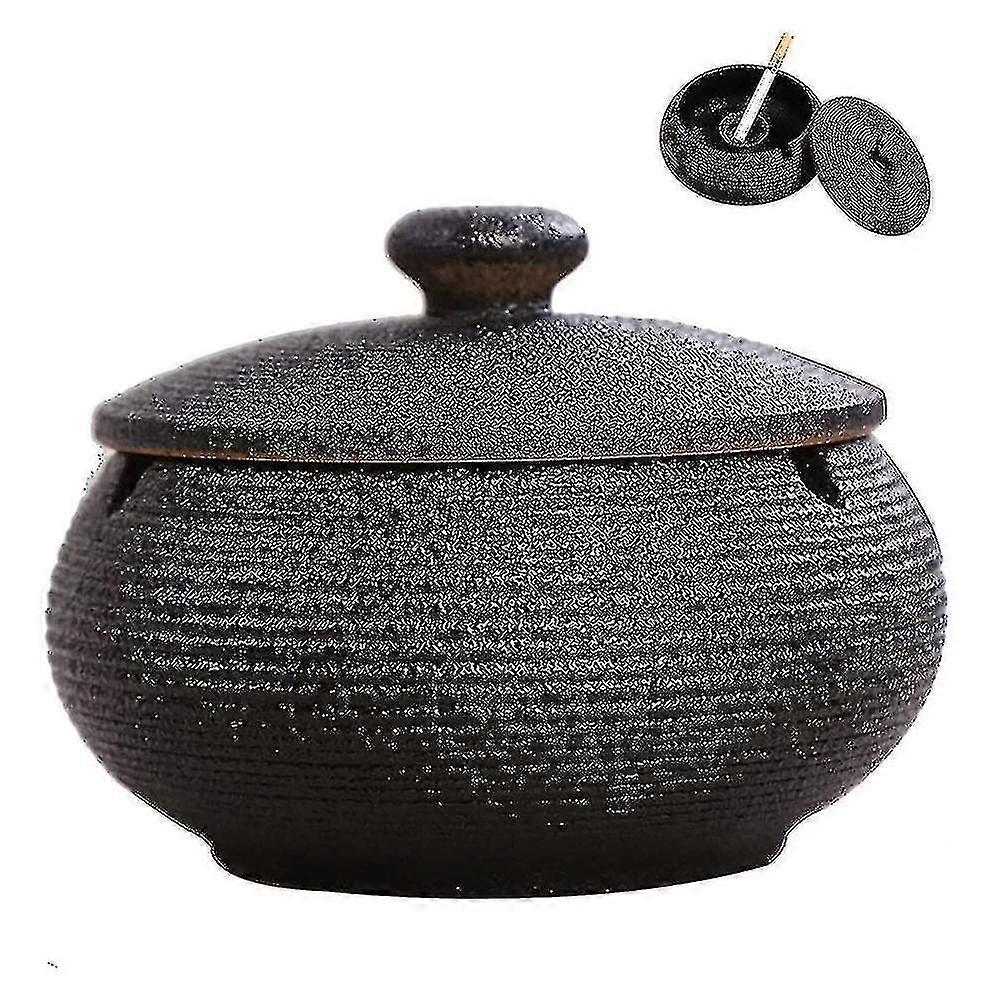 Ceramic Ashtray With Lids, Windproof, Cigarette Ashtray For Indoor
