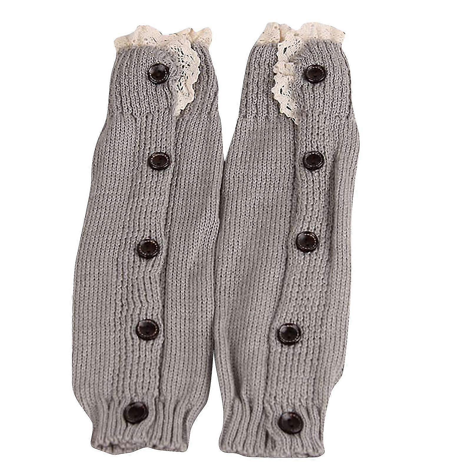 Children Boot Cuffs Winter Buttons Knit Leg Warmers Boot Topper Socks 2 Pairs