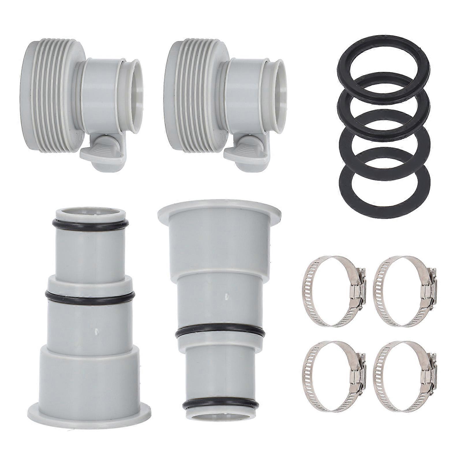 4PCS Set Pool Hose Adapter Set PVC Threaded Clamp Type Pool Pump Hose Connector Replacement Kit