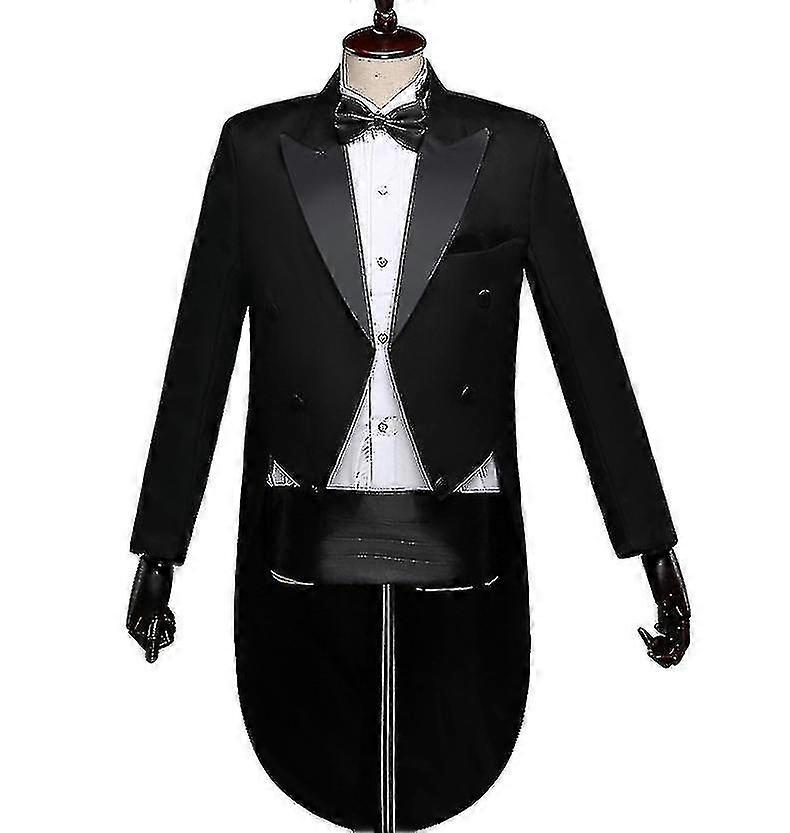 Men Tailcoat Tuxedo Suit Trousers Set, Men's Tuxedo Trousers Suit With Bow Tie
