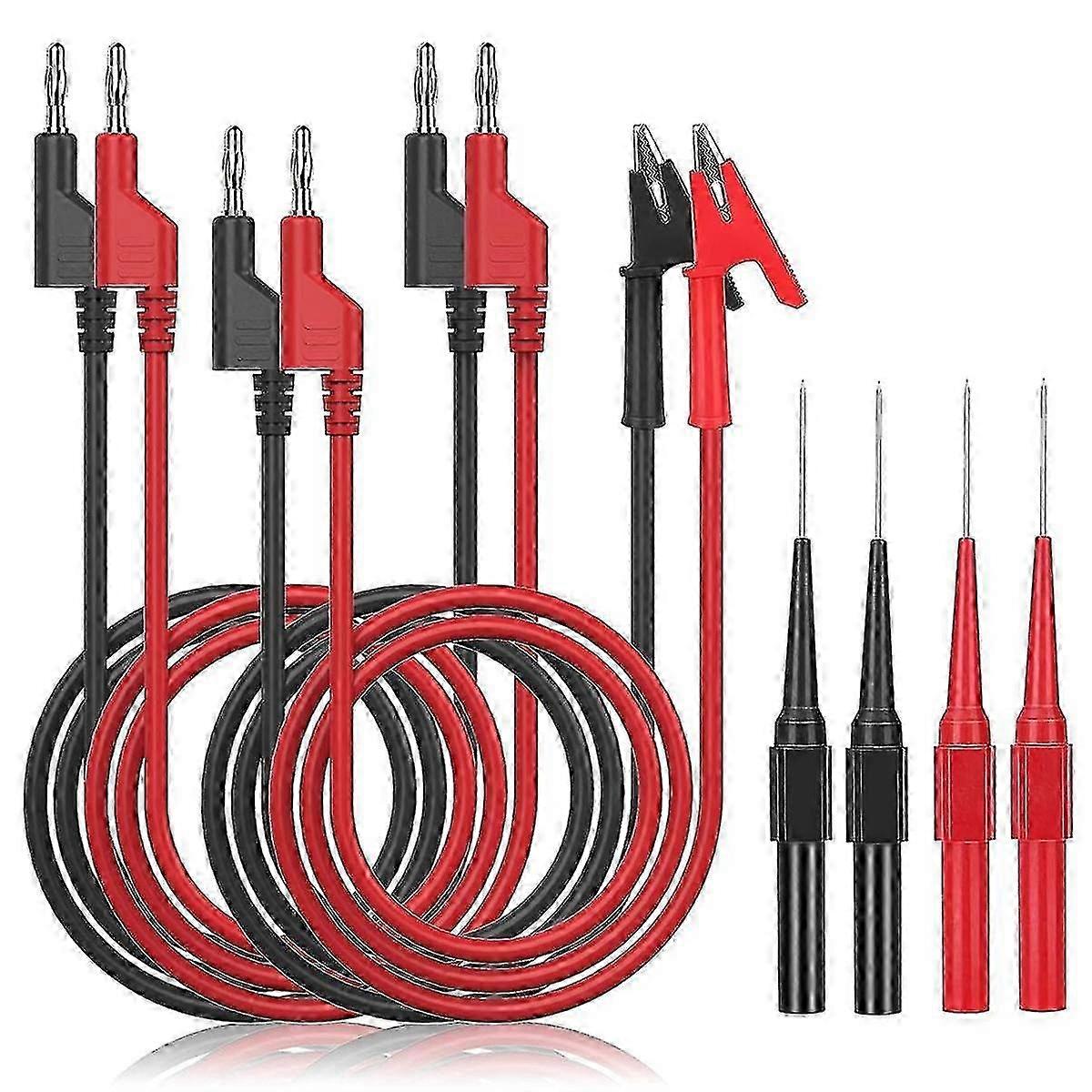 Multimeter Banana Plug to Alligator Clip Test Probe, Banana Plug to Banana Plug Cable 4PCS Test Probe Pins