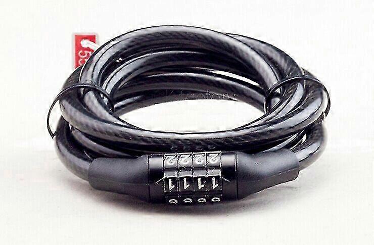 Bicycle Lock Combination Lock 4-digit Code Steel Cable Password Lock Black