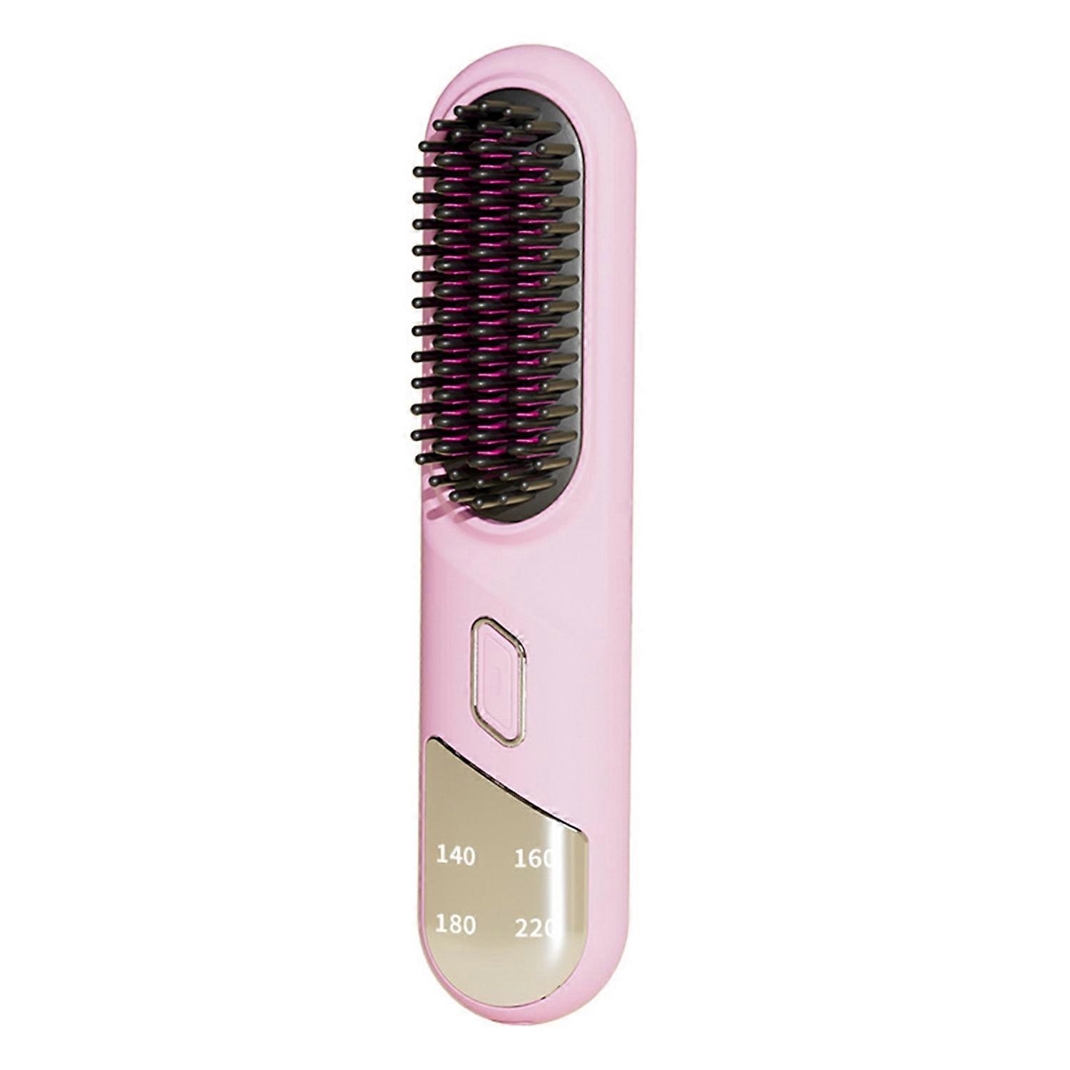 Hair Straightener Brush 4 Temperatures Adjustable Fast Heating Type-C Rechargeable Cordless Negative