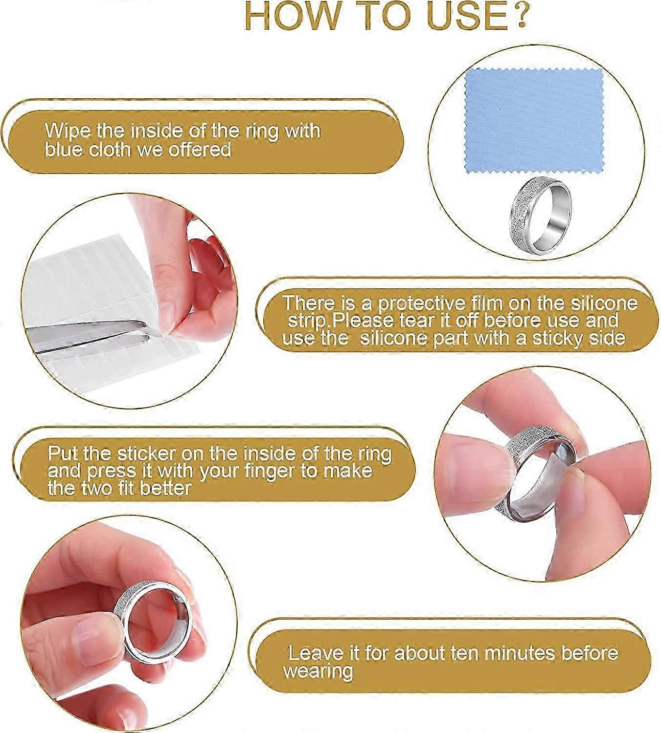 Ring Size Adjuster Loose Rings Adjuster Invisible Ring Sizer with Clean Cloth for Wide Ring Fixing, 5 Sheets