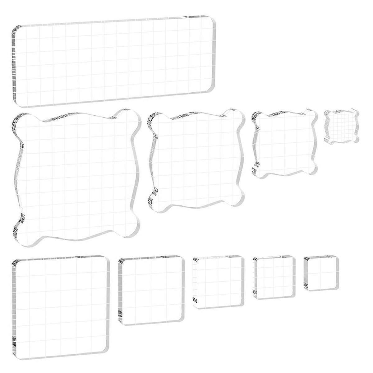 10PCS Acrylic Stamp Block,Versatile Assorted Size Stamp Blocks, Stamping Platform Stamping Tools Se